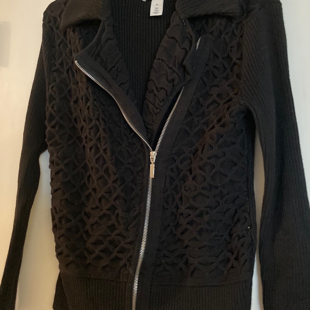 White house black market black zip up sweater-med